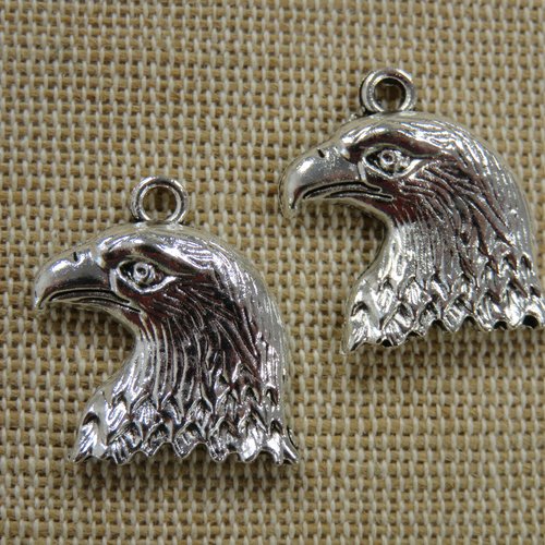 Pendentifs tête d'aigle argenté breloque apprêt pour bijoux - lot de 2