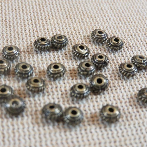 Perles métal soucoupe bronze 5mm - lot de 20