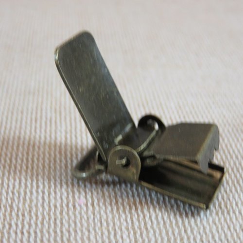 Pince clips attache tétine métal couleur bronze - lot de 2