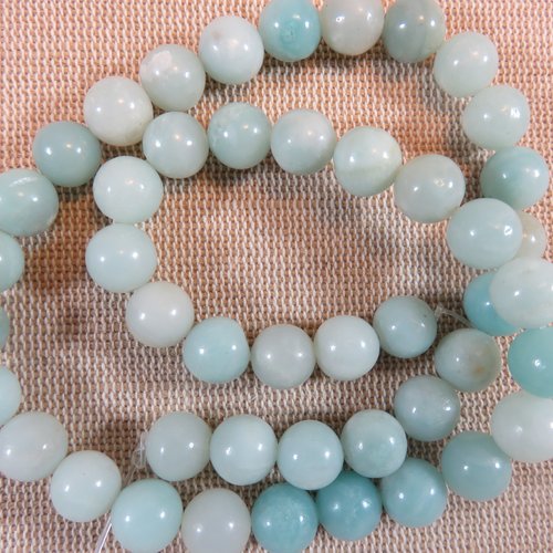 Perles amazonite 8mm ronde bleu vert pierre de gemme - lot de 10