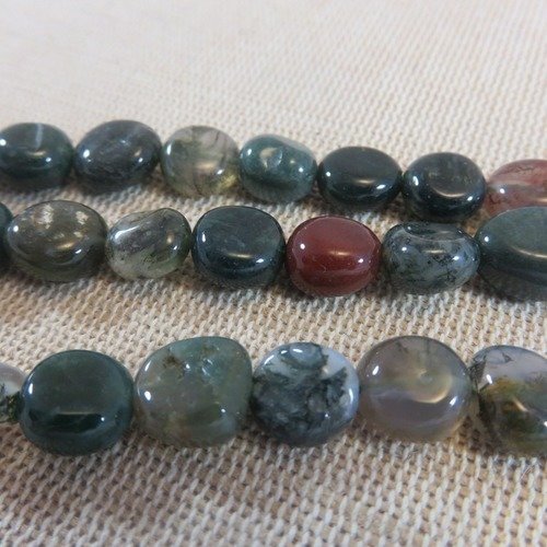 Perles agate indienne galet 5 à 10mm pierre de gemme - lot de 10
