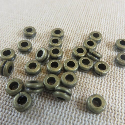 Perles donuts 6mm bronze rondelle - lot de 20