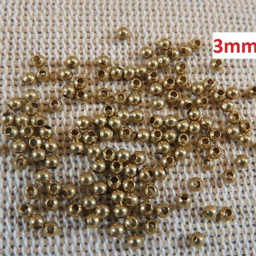 Perles de rocaille 3mm cuivre couleur laiton - lot de 100