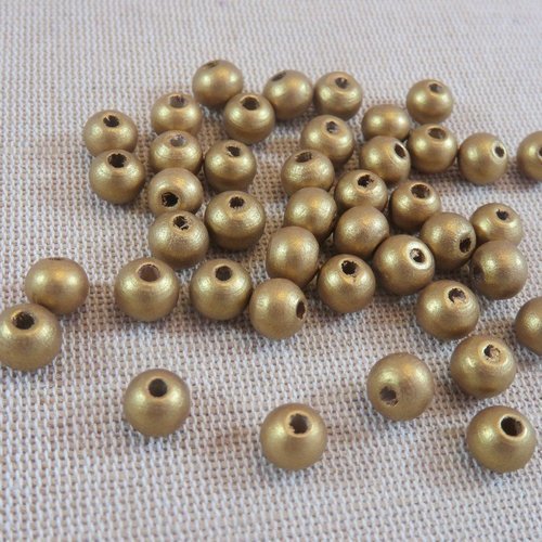 Perles en bois dorée 8mm ronde - lot de 20