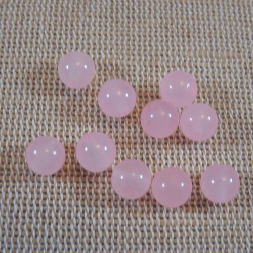 Perles agate rose 6mm ronde pierre de gemme - lot de 10