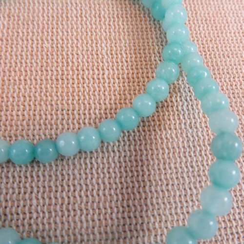 Perles amazonite 4mm ronde bleu vert pierre de gemme - lot de 10
