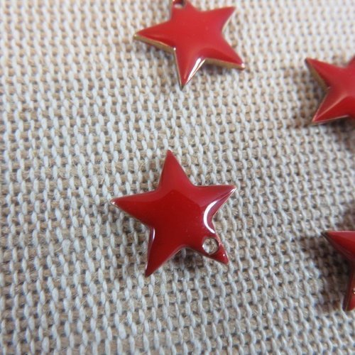 Breloques étoiles rouge émaillé pendentifs 12x11mm - lot de 10