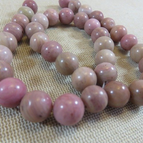 Perles rhodonite 10mm ronde pierre de gemme - lot de 10