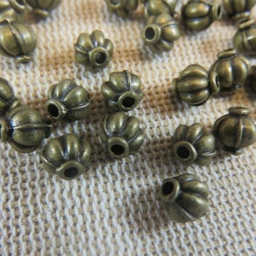 Perles lanterne métal couleur bronze 6mm - lot de 20