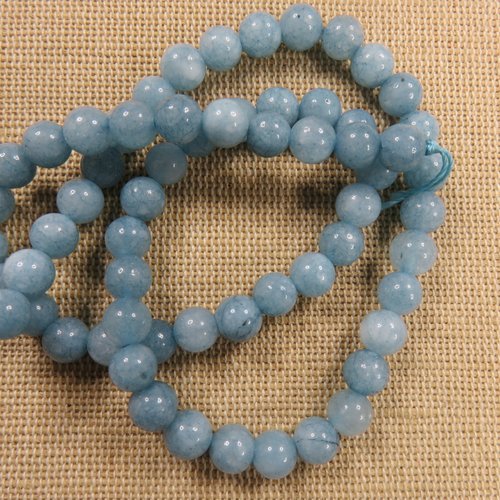 Perles jade aquamarine ronde bleu 6mm pierre de gemme - lot de 10