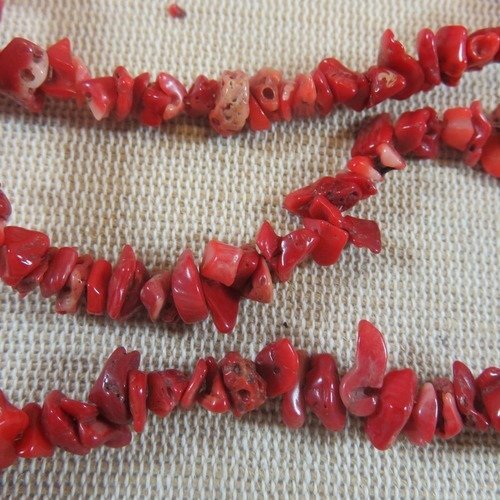 Perles corail chips rouge irrégulière 5mm à 11mm - lot de 25