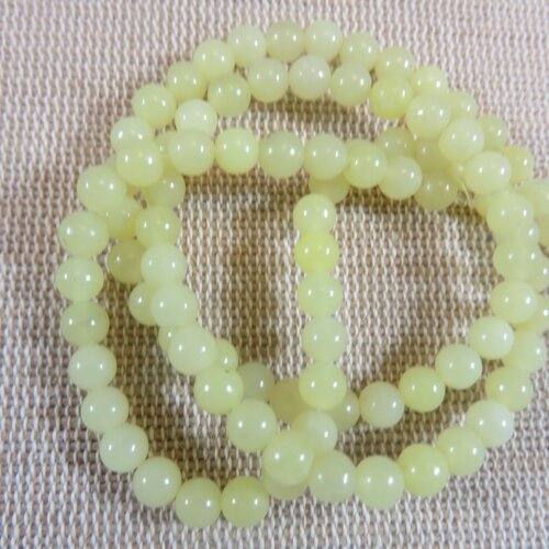 Perles tourmaline ronde 4mm jaune pierre de gemme - lot de 10