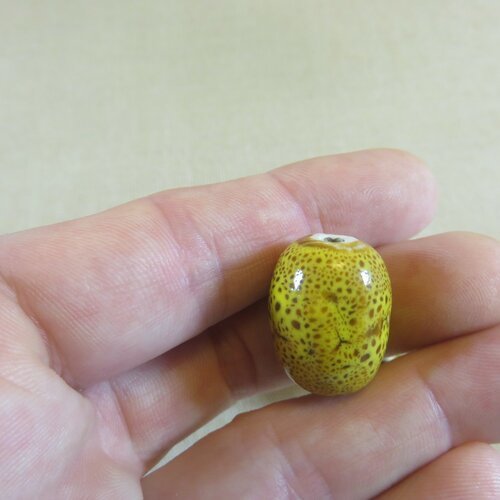 Grosse perle ovale céramique jaune 17mmx11mm gros trou pour bijoux bohème