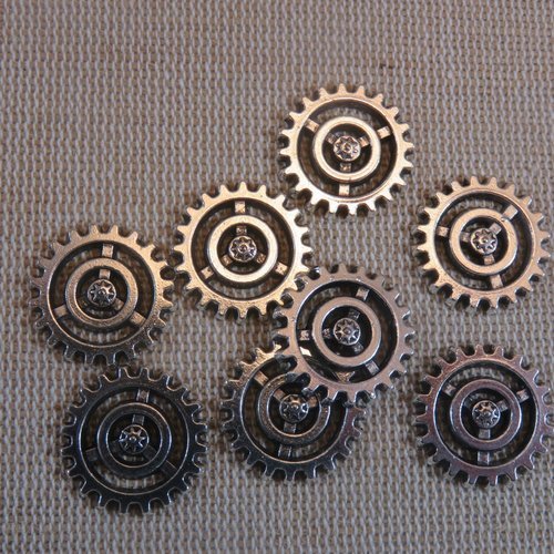Breloques steampunk rouages mécanisme métal argenté - lot de 10