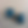 Perles céramique cœur bleu 17mm - lot de 2