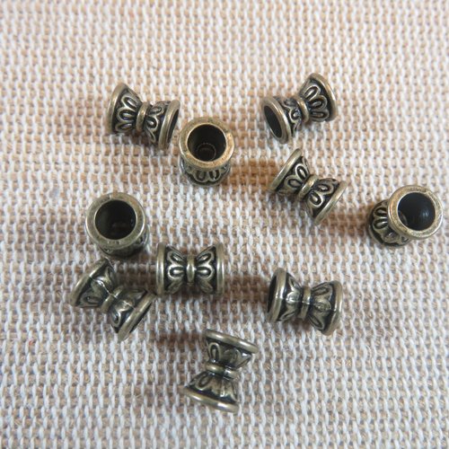 Perles entretoise double-cône bronze en métal 6mm - lot de 15