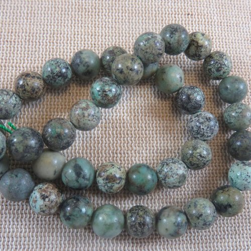 Perles turquoise africaine 8mm pierre de gemme - lot de 10