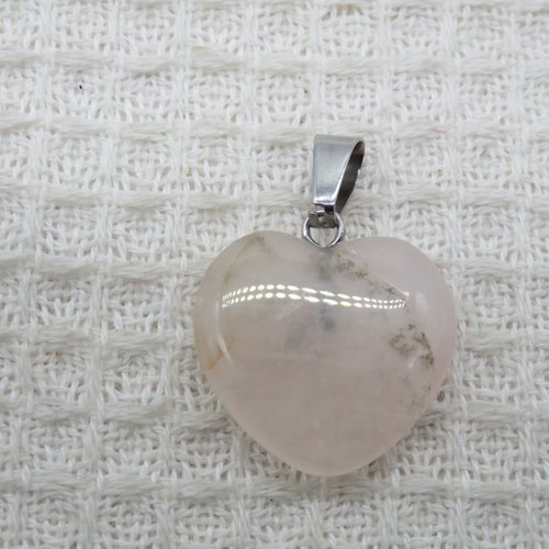 Pendentif cœur quartz 20mm rose pour création bijoux