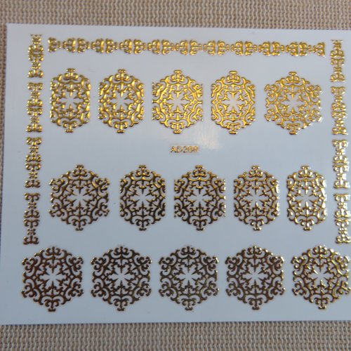 Nails-art stickers autocollant floral arabesque doré - décoration d'ongle