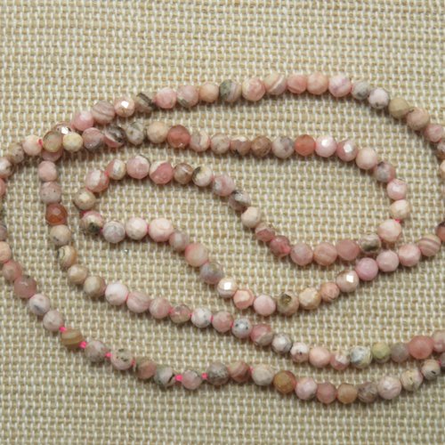 Perles rhodochrosite facette rose 3mm pierre de gemme - lot de 20