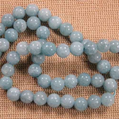 Perles aigue-marine bleu ronde 6mm pierre de gemme - lot de 10