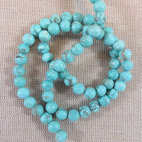 Perles pierre naturelle bleu grès scintillante 8mm - lot de 10