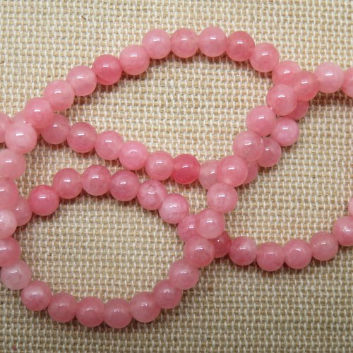Perles rhodochrosite 4mm ronde rose - lot de 20 pierre de gemme