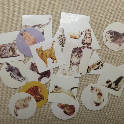 Stickers chat scrapbooking - étiquettes papier autocollant pour