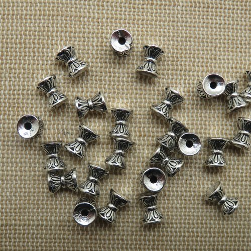 Perles double-cône en métal 6mm couleur argenté - lot de 15