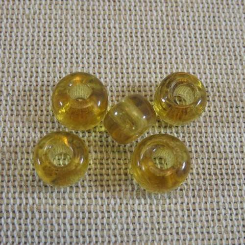 Perles en verre palet jaune ocre 10mm - lot de 18