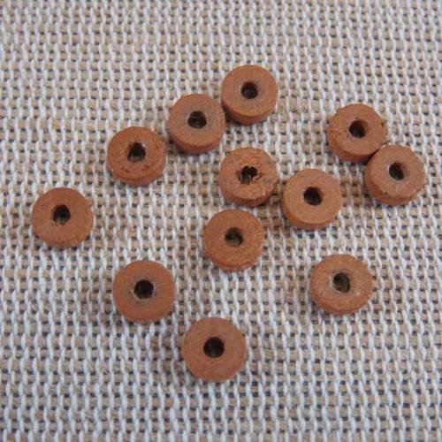 Perles rondelle palet bois marron 5mm - lot de 12