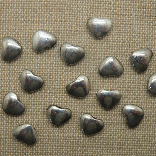 Perles cœur métal argenté vieilli gunmétal 11mm - lot de 10