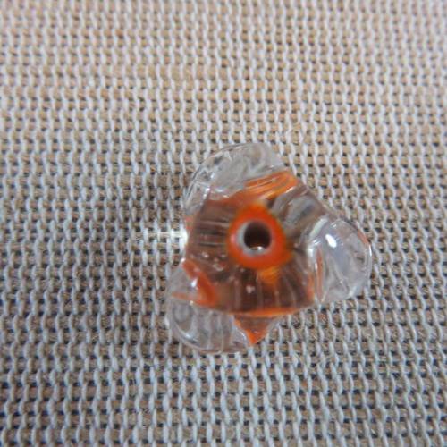 Perles en verre hélice orange transparente lampwork 15mm - lot de 8