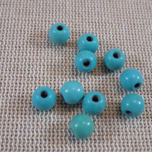 Howlite perles bleu 6mm effet turquoise - lot de 10