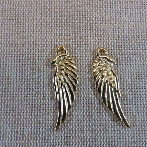 Breloques aile d'ange doré 33mm pendentif apprêt pour bijoux - lot de 4