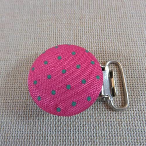 Clip attache tétine tissu couleur rose pois gris pince-clips à doudou