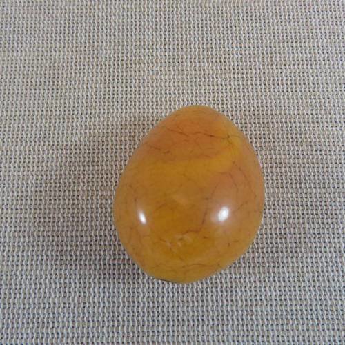 Grosse perle en résine orangé effet ambre 37mm