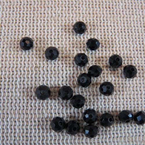 Perles verre à facette noir 4 mm - lot de 30