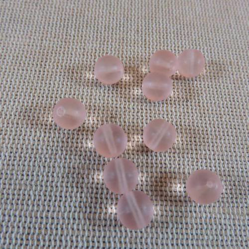 Perles en verre rose 6mm - lot de 8