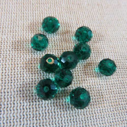 Perles en verre à facette vert malachite 8mm - lot de 10