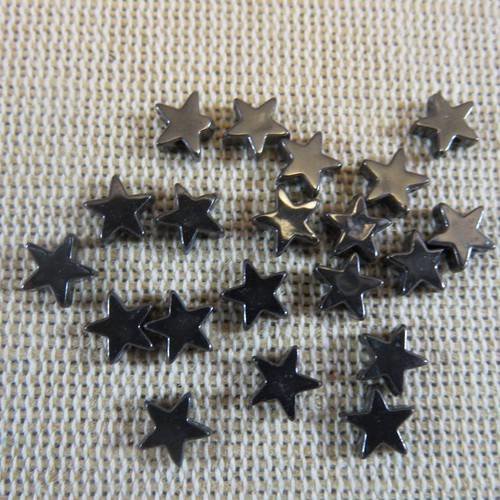 Perles étoile noir 6mm hématite - lot de 20