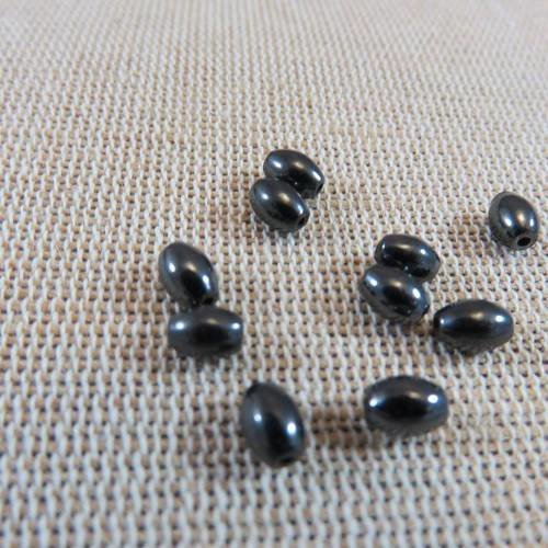 Perles hématite ovale grain de riz 6x4mm - lot de 20