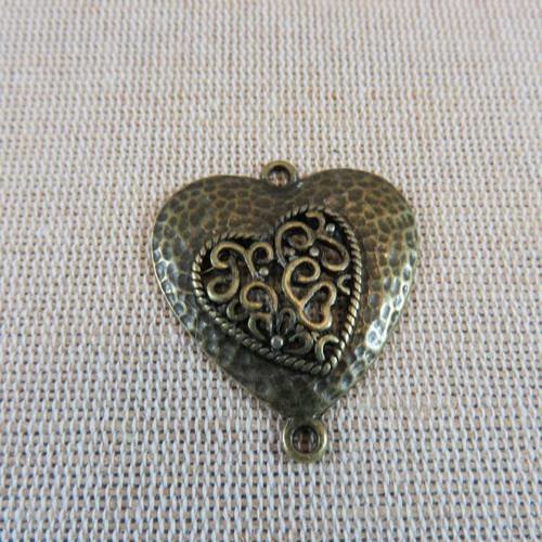 Pendentif cœur bronze ajouré connecteur apprêt pour bijoux