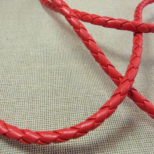 Cordon tressé rouge 5mm - vente au mètre - pour création bracelet collier