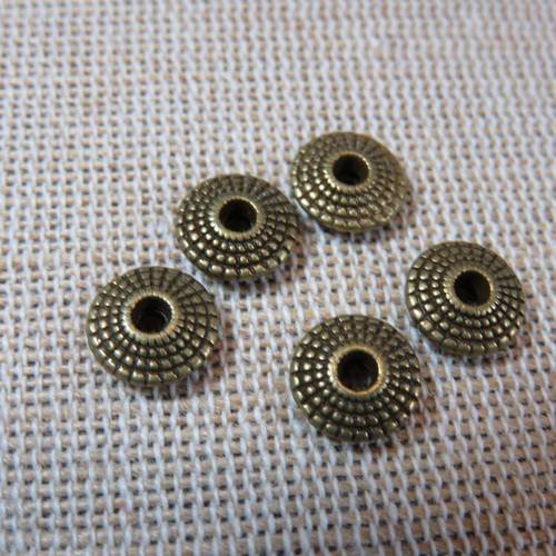 Perles métal soucoupe intercalaire bronze 8mm - lot de 15