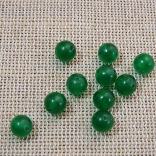 Perles jade verte 6mm ronde pierre de gemme - lot de 10