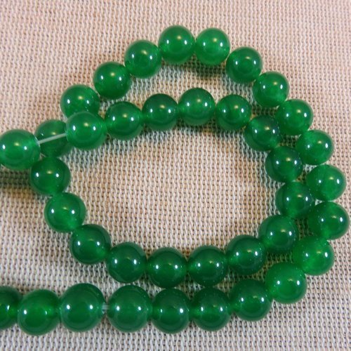 Perles jade 8mm verte ronde pierre de gemme - lot de 10