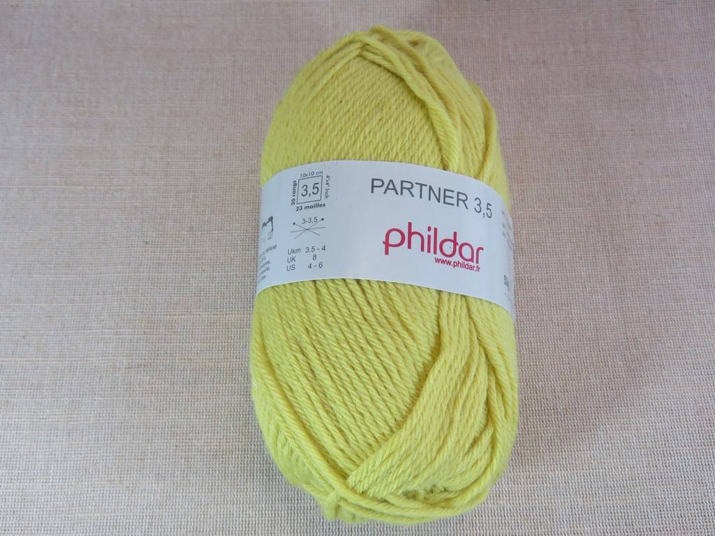 Pelote laine phildar partner 3,5 soufre laine peignée acrylique