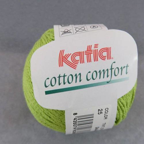 Coton katia cotton comfort vert pistache pelote fils coton polyamide