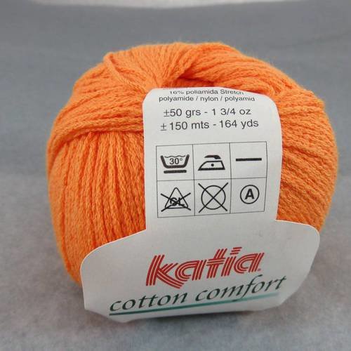 Coton katia cotton comfort orange pelote fil coton polyamide